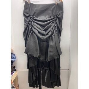 ChicStar Black Satin Bustle Skirt Gothic Victorian Mary Hildebrandt steampunk 46